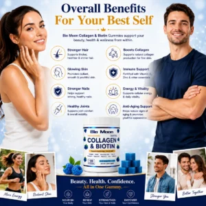 Bio Moon Collagen & Biotin Gummies – Blue Raspberry Flavour | 120 Gummies - Image 4