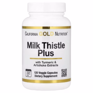 California Gold Nutrition, Milk Thistle Plus with Turmeric Extract and Artichoke Extract, 120 Veggie Capsules - Image 1