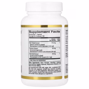 California Gold Nutrition, Milk Thistle Plus with Turmeric Extract and Artichoke Extract, 120 Veggie Capsules - Image 2