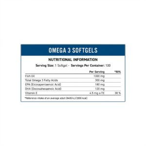 Applied Nutrition Omega 3 + Vitamin E – 100 Softgels - Image 3