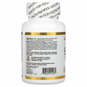 California Gold Nutrition L-Arginine 500 mg – 120 Veggie Capsules - Image 3